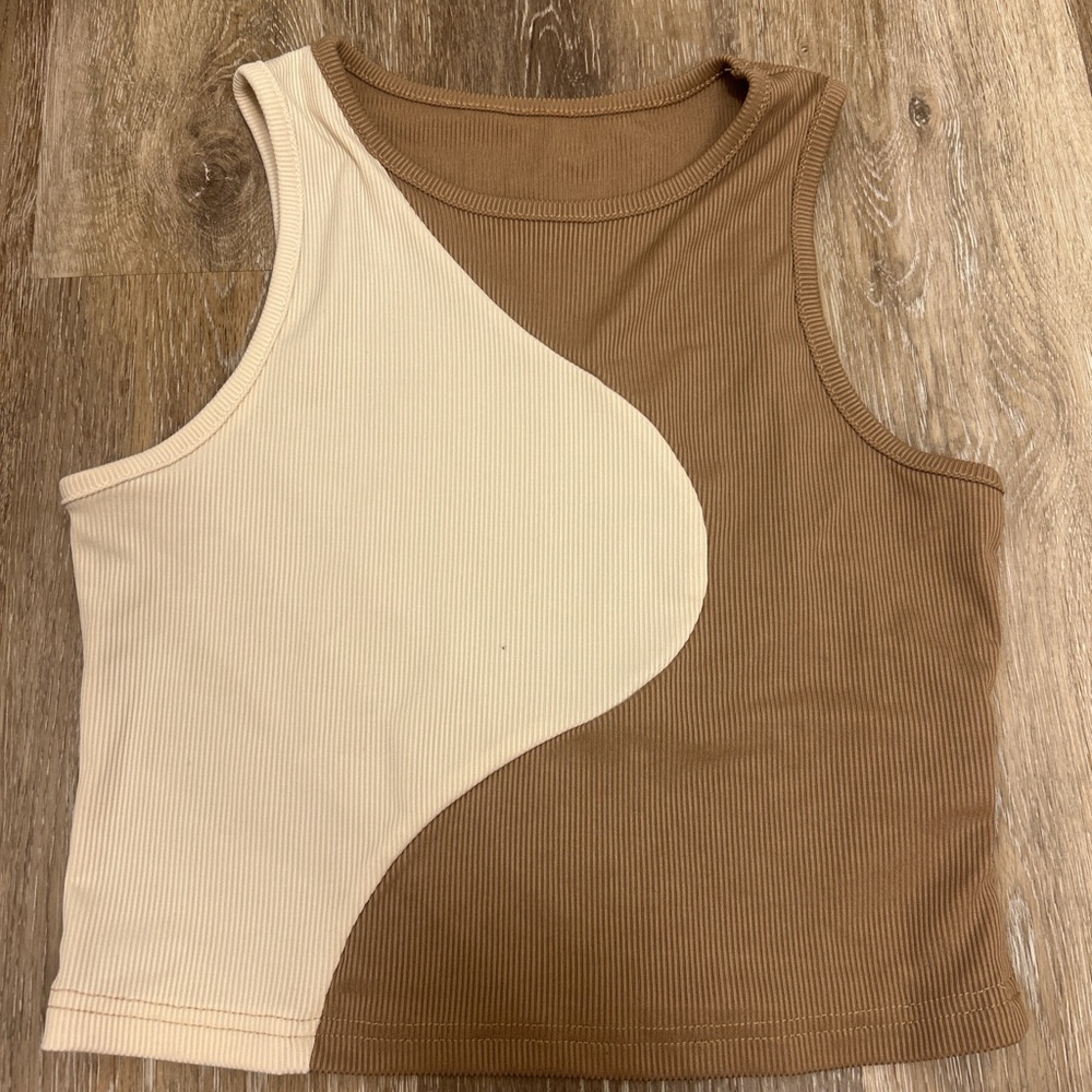 SHEIN Brown and Cream Tank Top
